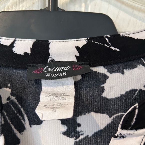 NWOT Cocomo Black & White Floral Hi/Lo Top - Picture 3 of 6